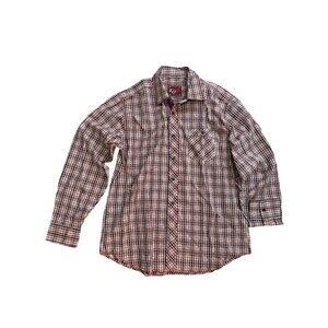 Men's Red Plaid Button-Up Shirt - Classic Casual Eq size L